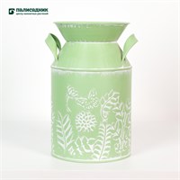 Декоративное кашпо-бидон 14XBD13XH20,5/TD12,5СМ, зеленый, металл SKU-4630270017567